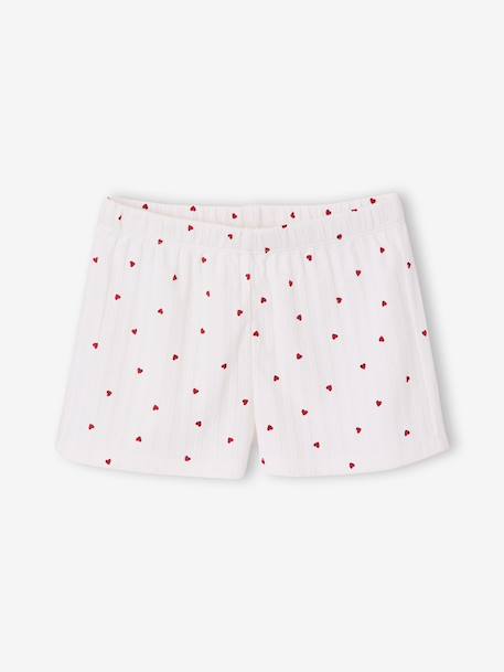 Meisjes pyjamashort top met bretels katoen ecru - vertbaudet enfant 