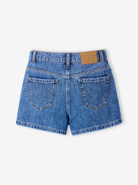Kinder short van katoenen jeans denimgrijs+middenblauw - vertbaudet enfant 