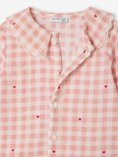 Baby pyjama met wijde hals van biologisch katoen roze (poederkleur) - vertbaudet enfant 