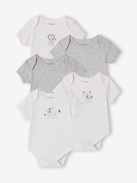 Set van 5 body's baby korte mouwen veel wit - vertbaudet enfant 