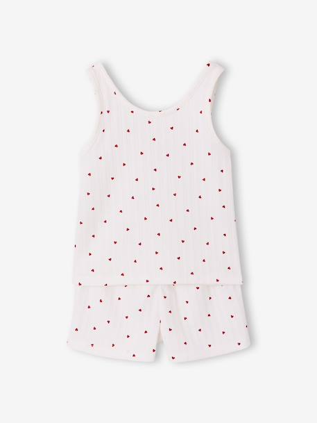 Meisjes pyjamashort top met bretels katoen ecru - vertbaudet enfant 