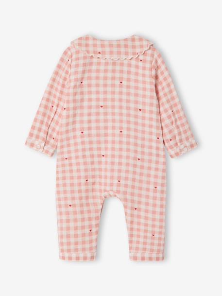 Baby pyjama met wijde hals van biologisch katoen roze (poederkleur) - vertbaudet enfant 
