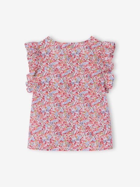 Meisjesblouse met ruches op de mouwen meerkleurig - vertbaudet enfant 