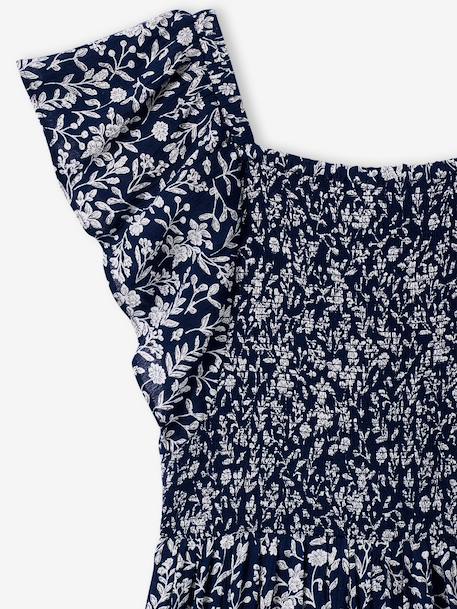 Gedrukte smockjurk marineblauw - vertbaudet enfant 