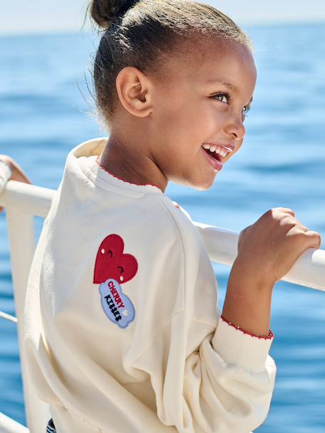 Sweater voor meisjes met smeltbare patch. ecru - vertbaudet enfant 