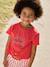 T-shirt voor meisjes met een sierlijke strikdetail blauw, gestreept+ecru+rood - vertbaudet enfant 