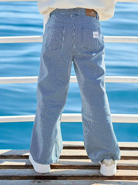 Gestreepte wijde broek voor meisjes blauw, gestreept - vertbaudet enfant 