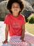 T-shirt voor meisjes met een sierlijke strikdetail blauw, gestreept+ecru+rood - vertbaudet enfant 