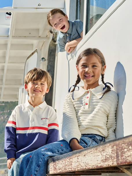 Trui voor meisjes van fantasiebreisel ecru - vertbaudet enfant 