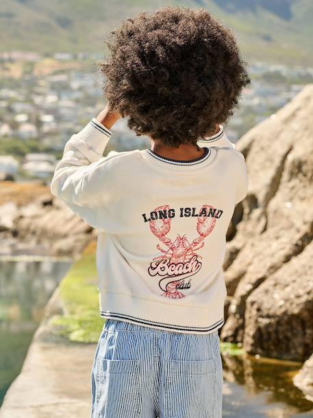sweater jongen met V-hals ecru - vertbaudet enfant 
