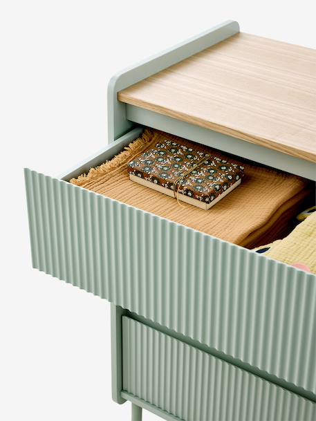 Houten commode met gegroefde laden groen - vertbaudet enfant 