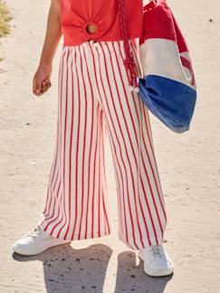 -Wijde gestreepte legging van gebreide sweater