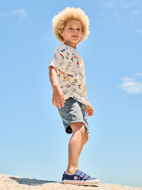 T-shirt jongens korte mouwen antraciet+ecru+wit - vertbaudet enfant 