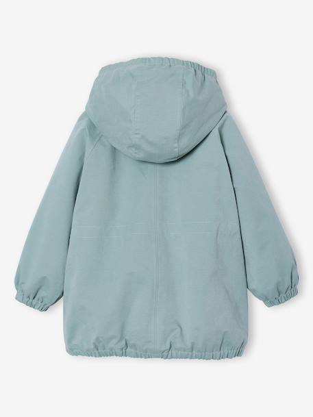 Lange parka met capuchon voor meisjes groengrijs - vertbaudet enfant 