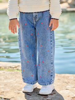 -Wijde jeans voor meisjes Susan geborduurd