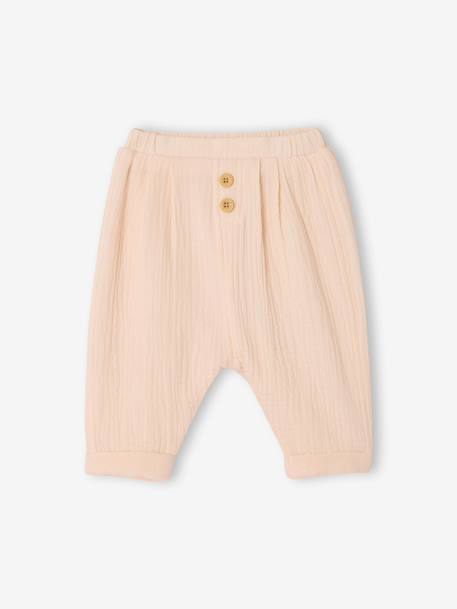 Broek in harem-model van hydrofiel katoen baby jongen Blauw+geel+lindegroen+rozen+Wit - vertbaudet enfant 