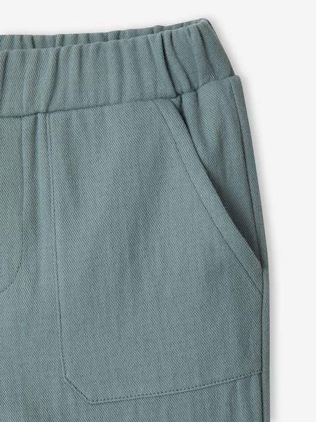 Broek van katoengaas voor jongens met verstelbare taille smaragdgroen - vertbaudet enfant 