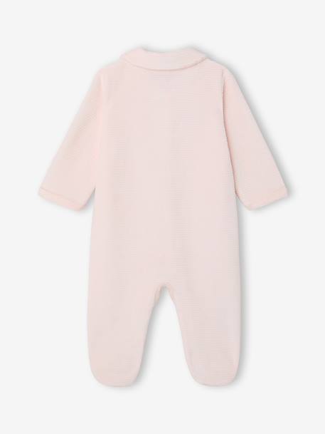 Set van 2 geribd fluwelen babyslaappakjes met opening voor beige+rozen - vertbaudet enfant 