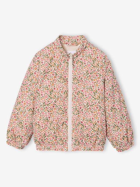 3-in-1 parka voor meisjes, parka en windjack met bloemenprint kaki - vertbaudet enfant 