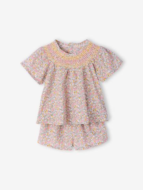 Set blouse + short voor babymeisjes meerkleurig - vertbaudet enfant 