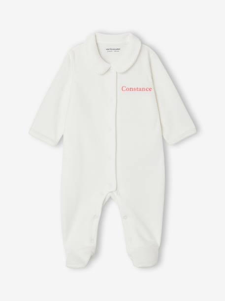 Set van 2 geribd fluwelen babyslaappakjes met opening voor beige+rozen - vertbaudet enfant 