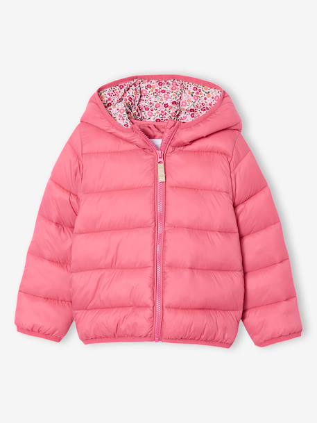 Lichtgewicht donsjas met capuchon voor meisjes groengrijs+lila+marineblauw+pruim+rozen - vertbaudet enfant 