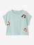 T-shirt voor meisjes met paillettenmotieven blauwgroen+ecru+lila - vertbaudet enfant 