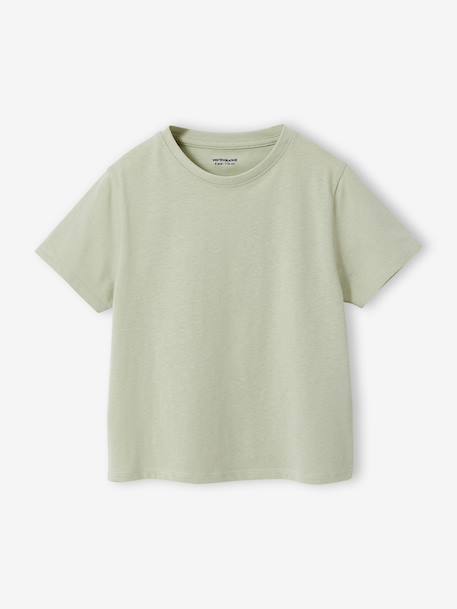 Set van 3 effen t-shirts voor meisjes ecru+lichtroze - vertbaudet enfant 