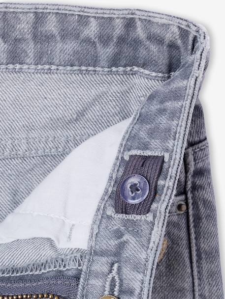 Wijde meisjesjeans met rafels aan de onderkant donkerblauw+gebleekt denim+grijs+stone - vertbaudet enfant 