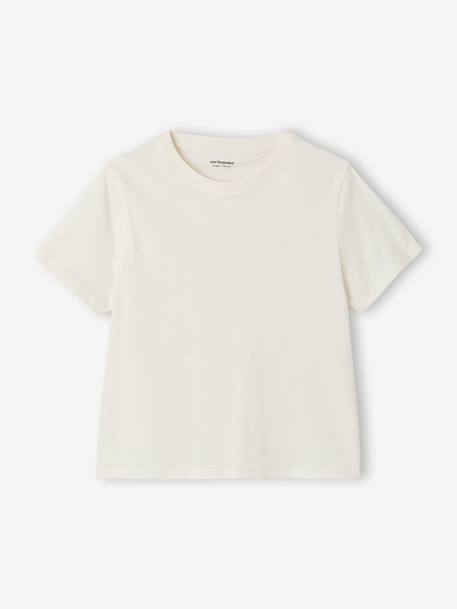 Set van 3 effen t-shirts voor meisjes ecru+lichtroze - vertbaudet enfant 