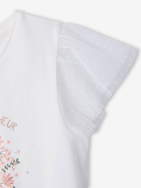 T-shirt met korte mouwen met bloemenprint wit - vertbaudet enfant 
