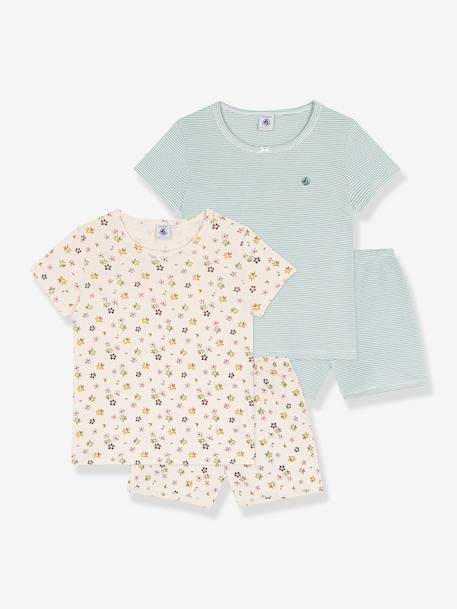 Set van 2 pyjama's van bedrukte katoen PETIT BATEAU wit - vertbaudet enfant 