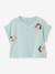 T-shirt voor meisjes met paillettenmotieven blauwgroen+ecru+lila - vertbaudet enfant 