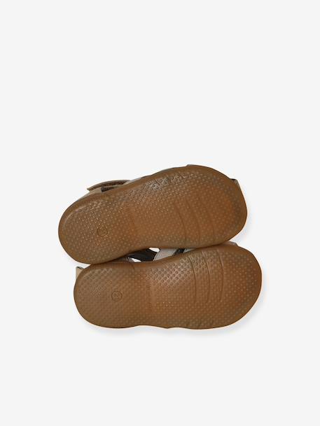 Lederen jongenssandalen voor de eerste stapjes bruin+marineblauw+veel beige - vertbaudet enfant 