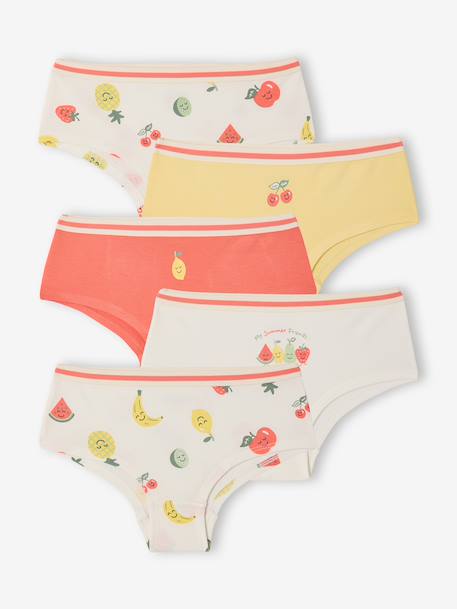 Set van 5 shorty's met fruitprint ecru - vertbaudet enfant 