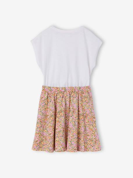 Meisjesjurk met 2-in-1 effect ecru+vanille+wit, bedrukt - vertbaudet enfant 