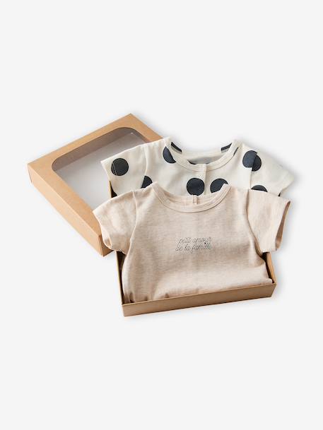 Babypakje met 2 combishorts van biologisch katoen gemêleerd beige - vertbaudet enfant 