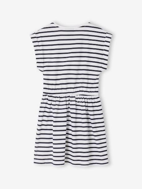 MINNIE jurk met korte mouwen marineblauw, gestreept - vertbaudet enfant 