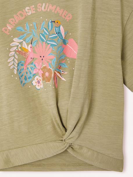 T-shirt met korte mouwen voor meisjes Ha ecru+kaki - vertbaudet enfant 