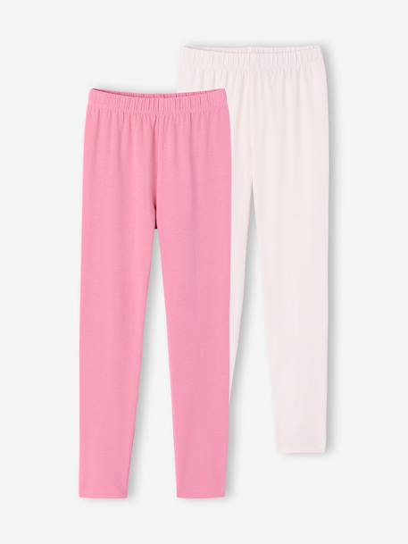 Set van 2 leggings voor meisjes antraciet+ecru - vertbaudet enfant 