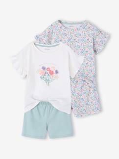 Meisje-Set van 2 pyjamashorts voor meisjes met korte mouwen van katoen