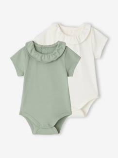Baby-Set van 2 rompers voor baby met sierkraag met korte mouwen