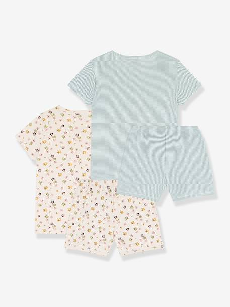 Set van 2 pyjama's van bedrukte katoen PETIT BATEAU wit - vertbaudet enfant 