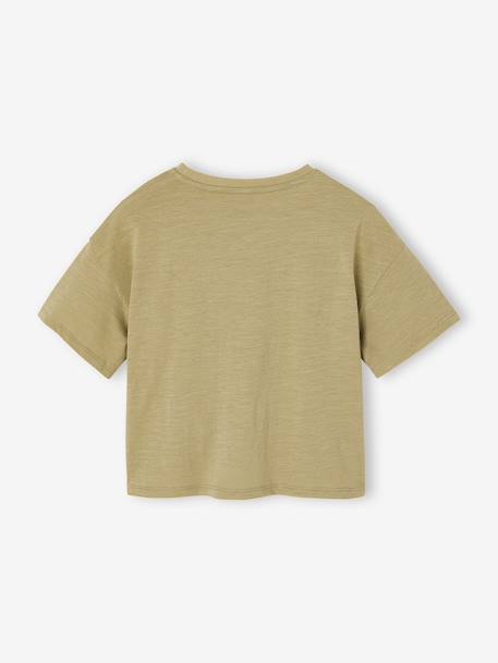 T-shirt met korte mouwen voor meisjes Ha ecru+kaki - vertbaudet enfant 