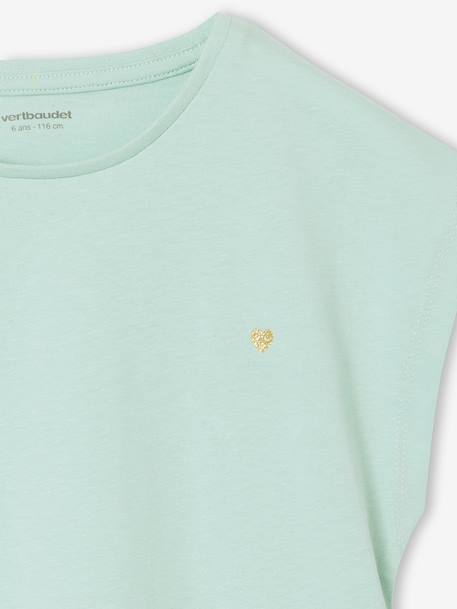 Effen Basics meisjesshirt met korte mouwen blauwgroen+ecru+marineblauw+snoepjesroze - vertbaudet enfant 