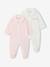 Set van 2 geribd fluwelen babyslaappakjes met opening voor beige+rozen - vertbaudet enfant 