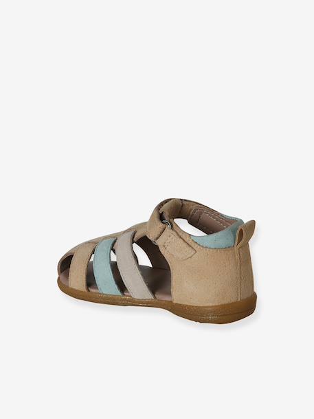 Lederen jongenssandalen voor de eerste stapjes bruin+marineblauw+veel beige - vertbaudet enfant 