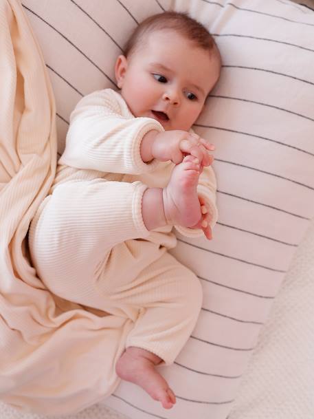 Babypakje vestje en broek fluweel / velours vanille - vertbaudet enfant 