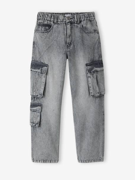 Denim loose battle jongensbroek denimgrijs+gebleekt denim - vertbaudet enfant 