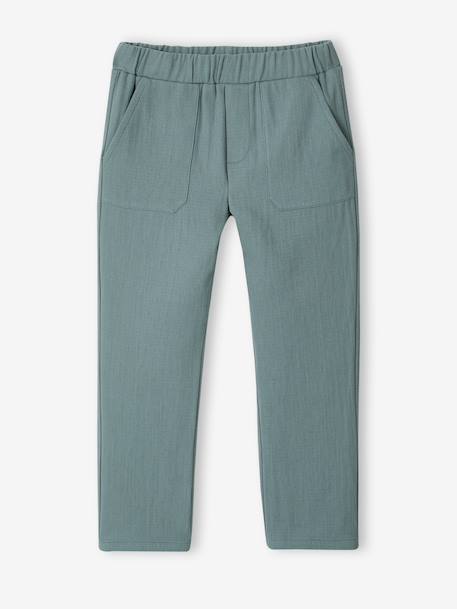 Broek van katoengaas voor jongens met verstelbare taille smaragdgroen - vertbaudet enfant 